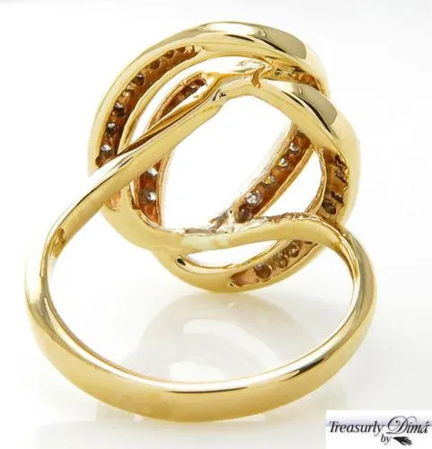 0.50CT ESTATE VINTAGE DIAMOND RIGHT HAND FASHION SWIRL 14K YELLOW GOLD RING