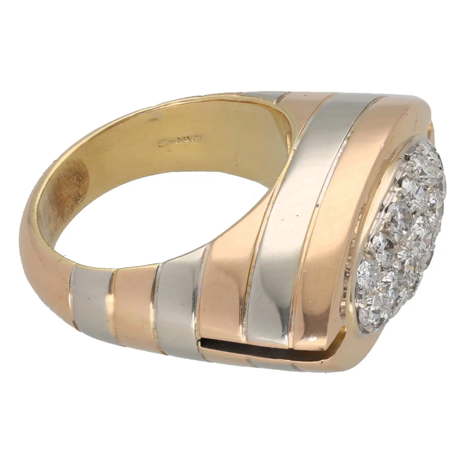 18ct Tri-Colour Gold 0.45ct Diamond Dress/Cocktail Ring Size M