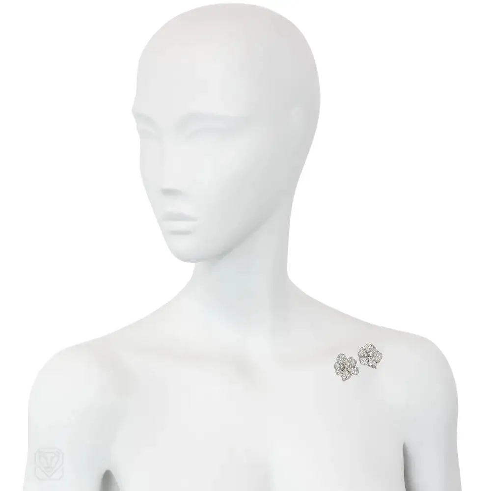 1950s diamond and platinum convertible flower earrings