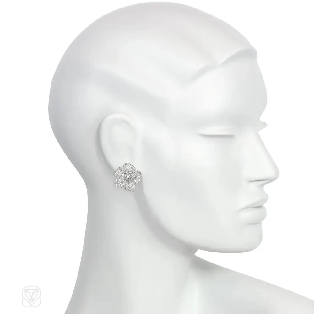 1950s diamond and platinum convertible flower earrings
