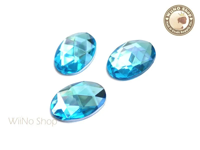 25 x 18mm Blue Aquamarine Oval Flat Back Acrylic Rhinestone - 4 pcs