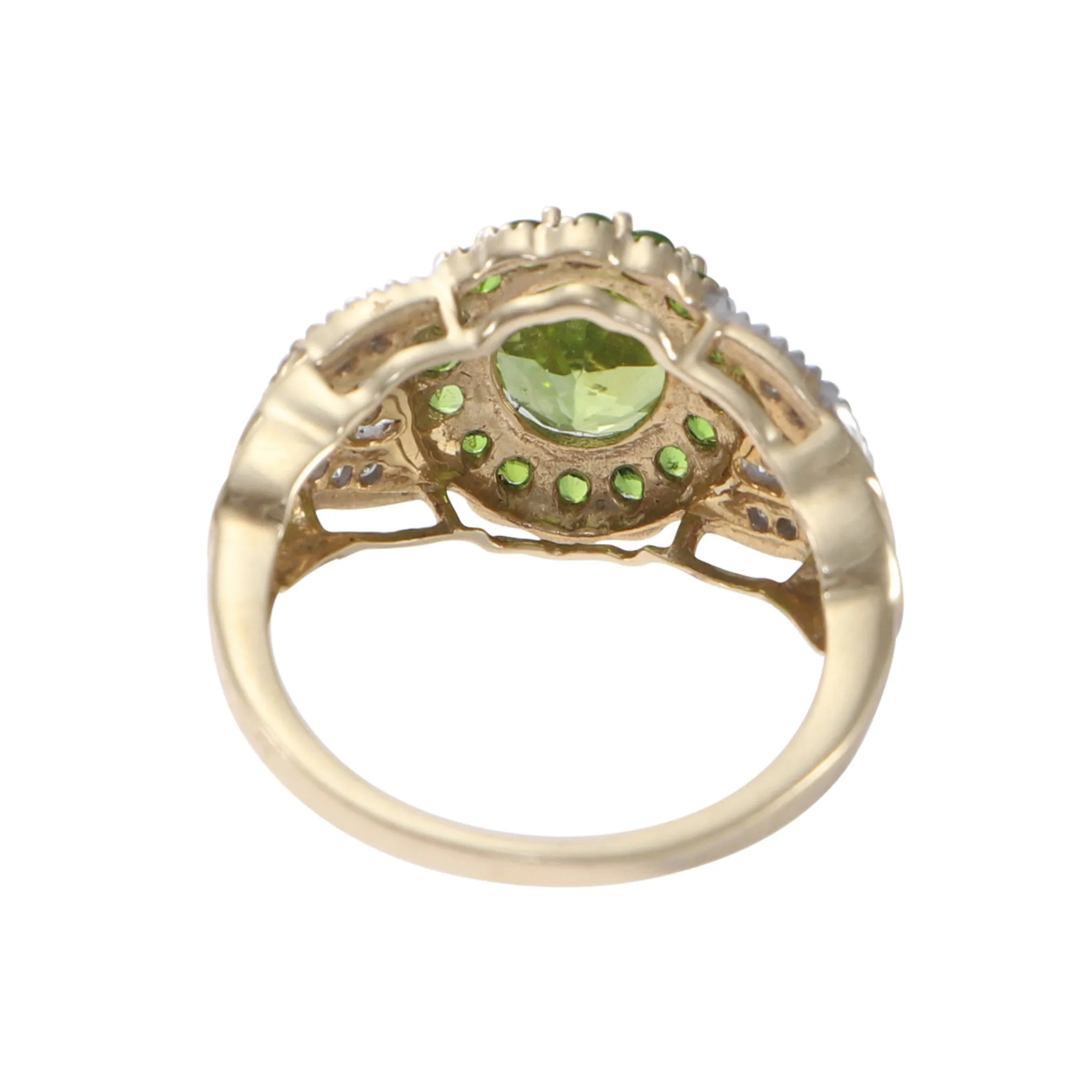 2.54CTW Oval Peridot Diamond Cocktail Ring 10k Yellow Gold Womens Estate