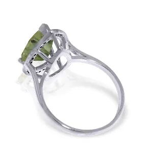 3.41 Carat 14K Solid White Gold Thankful For Green Amethyst Diamond Ring
