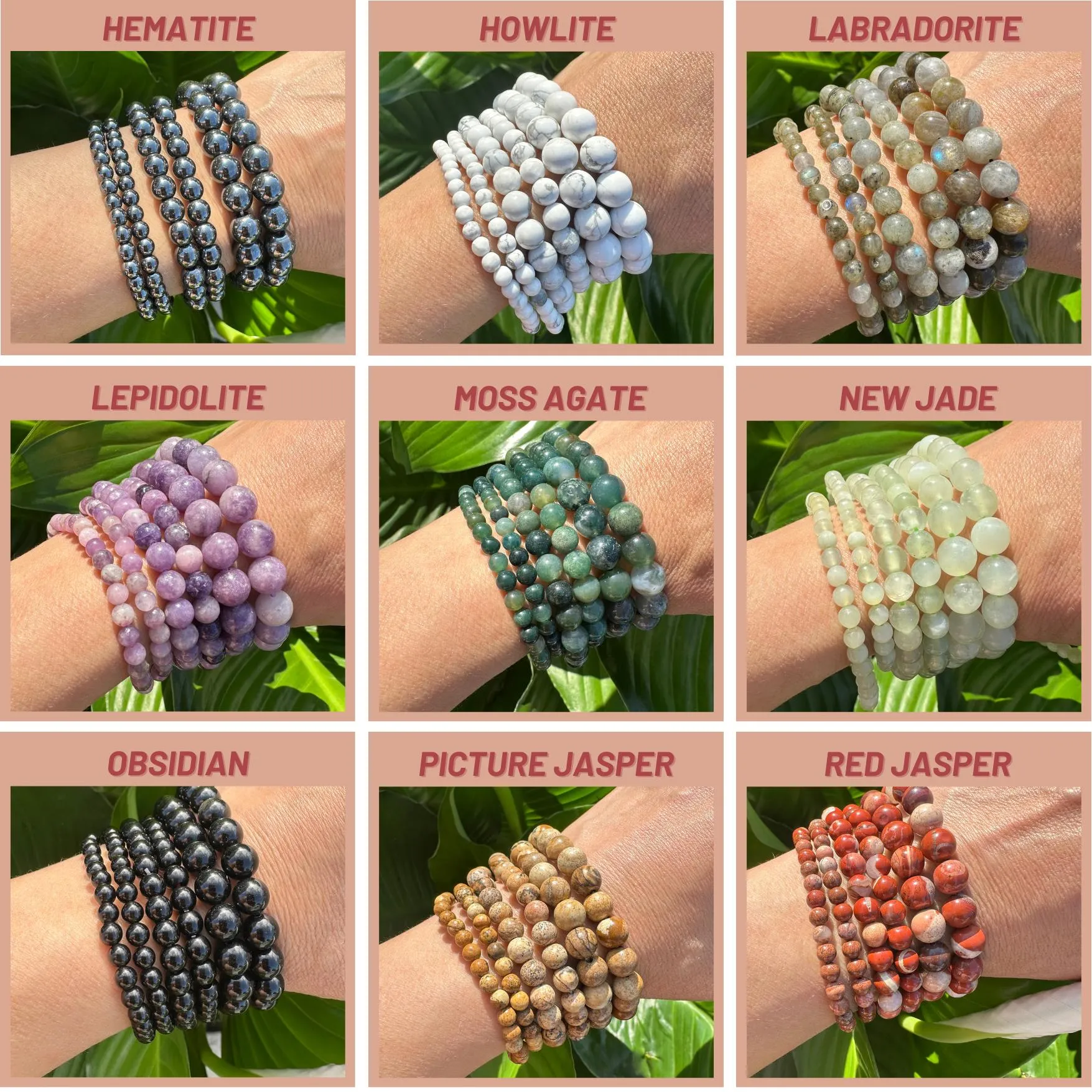 6mm Crystal Beaded Bracelets