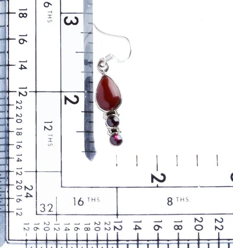 925 Sterling Silver Natural Gemstones Coral Dangle Earrings FJSVE2115