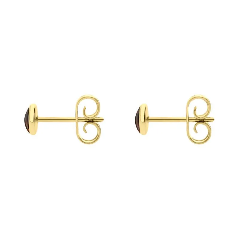 9ct Yellow Gold Amber 4mm Classic Small Round Stud Earrings