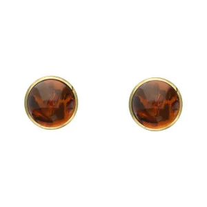 9ct Yellow Gold Amber 4mm Classic Small Round Stud Earrings