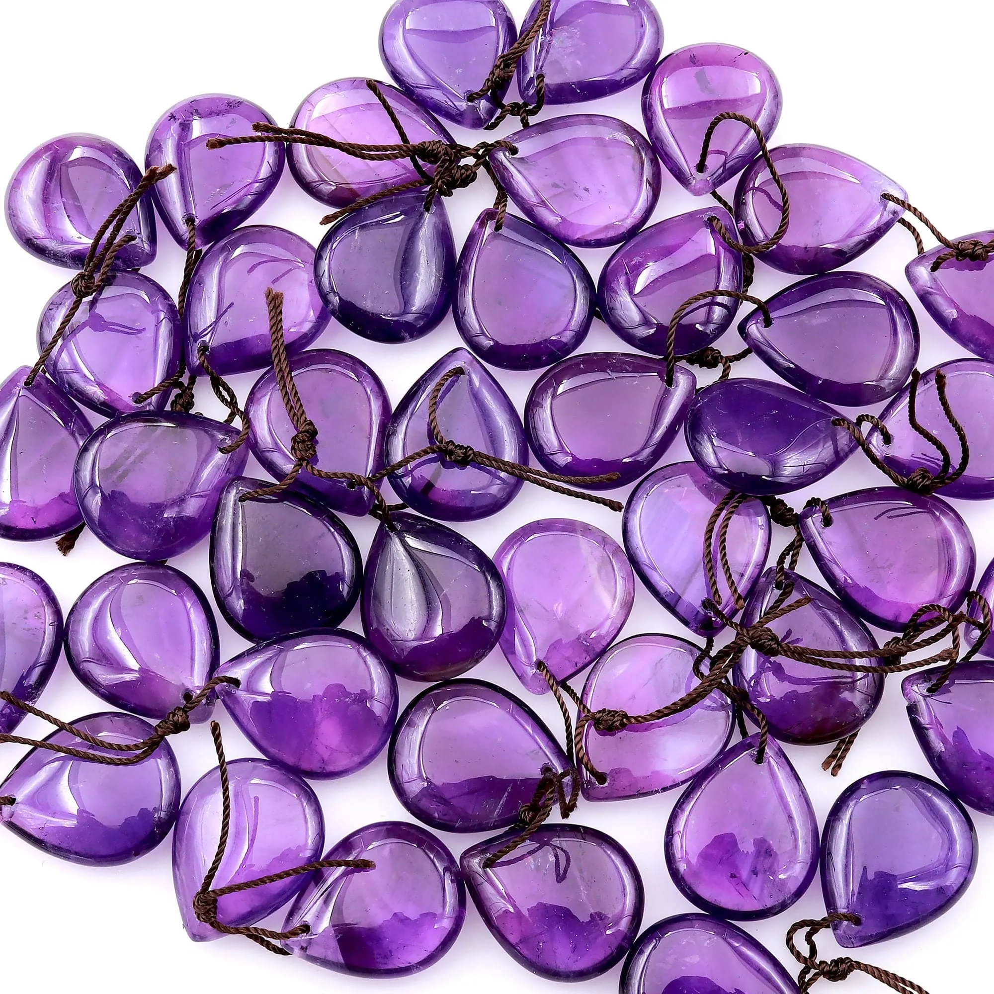 AAA Drilled Natural Purple Amethyst Teardrop Earring Beads Pair Matched Pear Gemstone