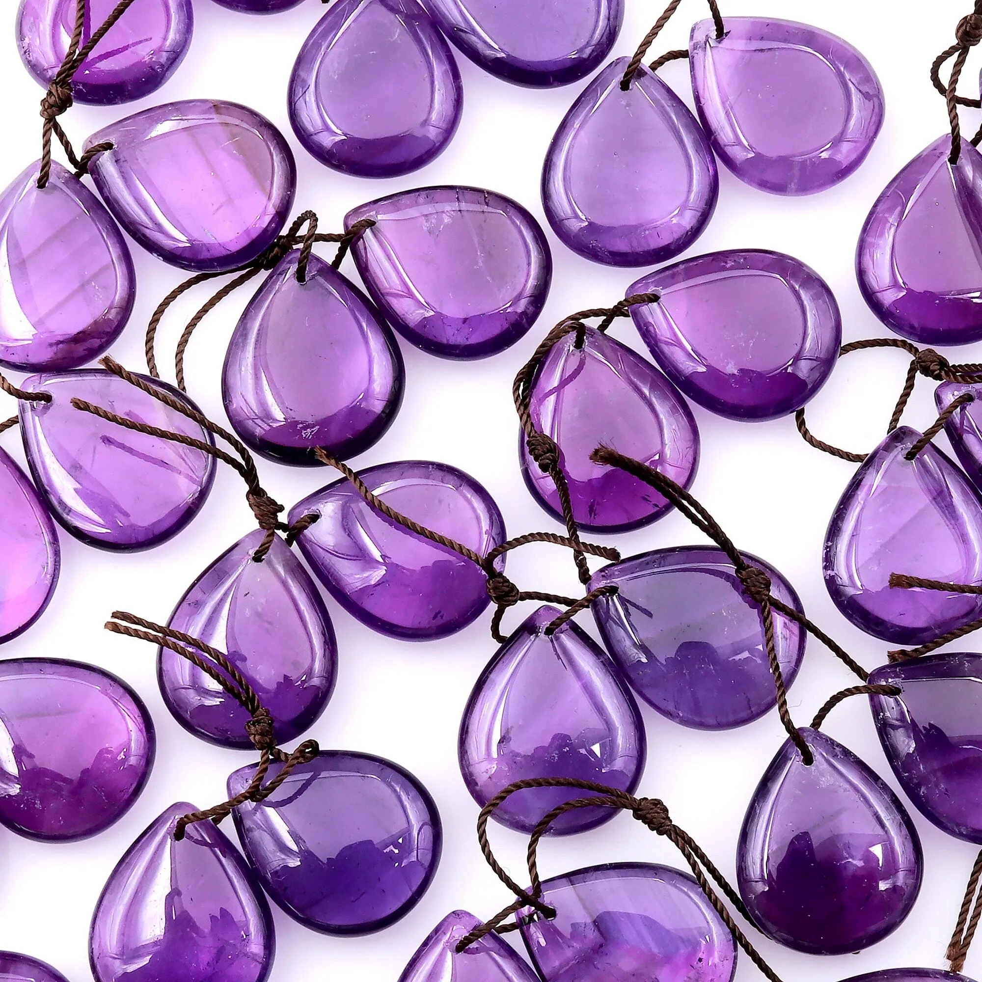 AAA Drilled Natural Purple Amethyst Teardrop Earring Beads Pair Matched Pear Gemstone