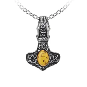 Amber Dragon Thor Hammer Pendant