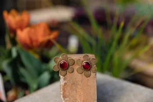 Amber Flower Petal Earrings Ruby