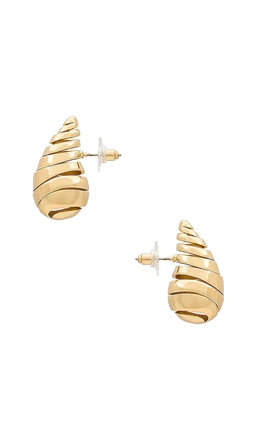 Amber Sceats Ribbed Teardrop Earring in Metallic Gold