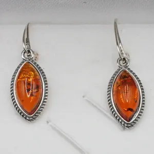 Amber set silver drop earrings