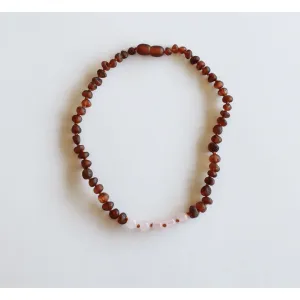 Canyonleaf Kids Raw Cognac Amber   Rose Quartz Necklace