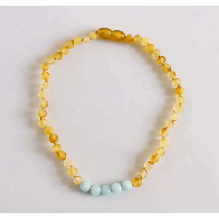 Canyonleaf Kids Raw Honey Amber   Amazonite Necklace