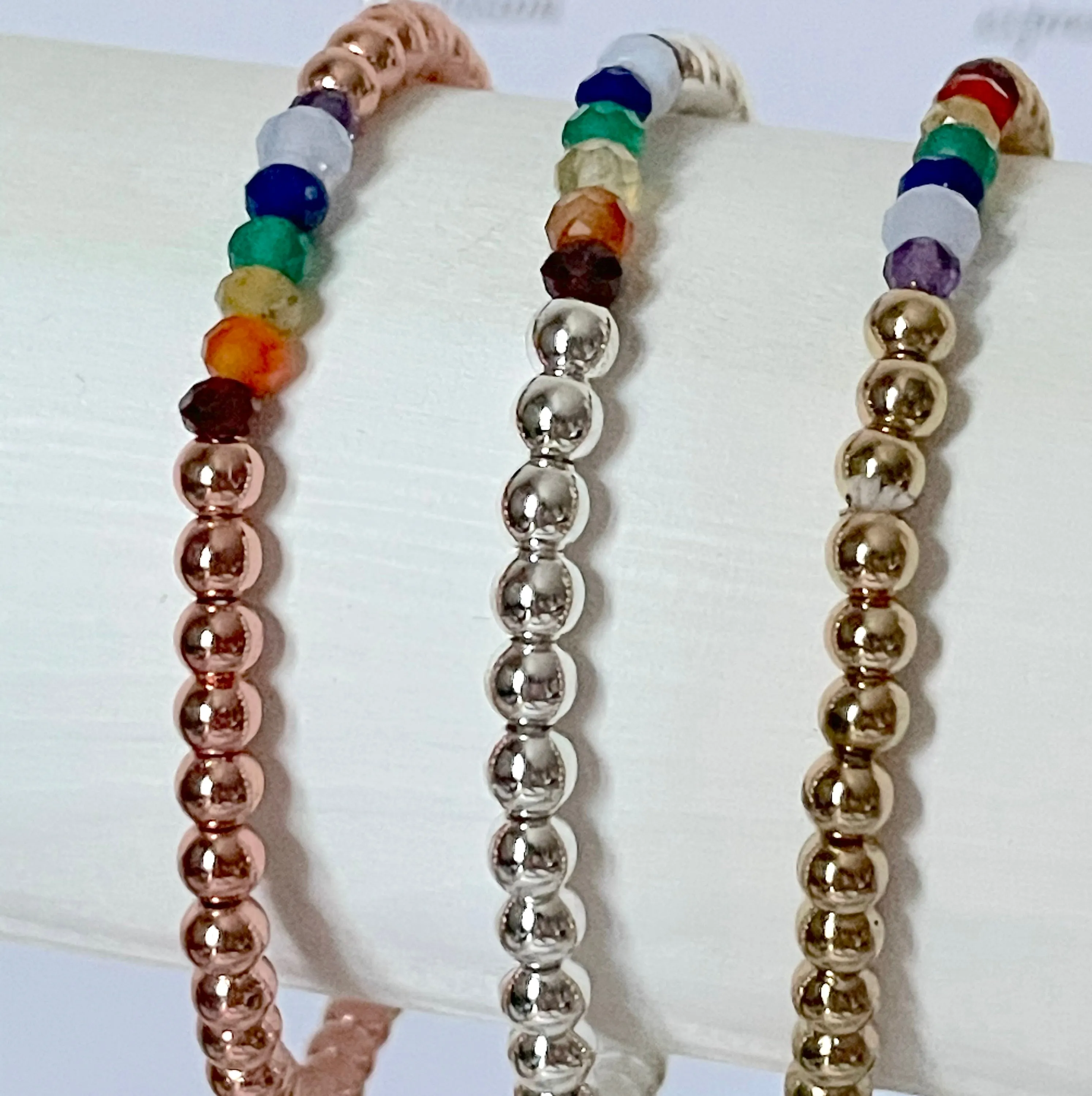 Chakra Hematine Beaded Bracelet - choice of three finishes