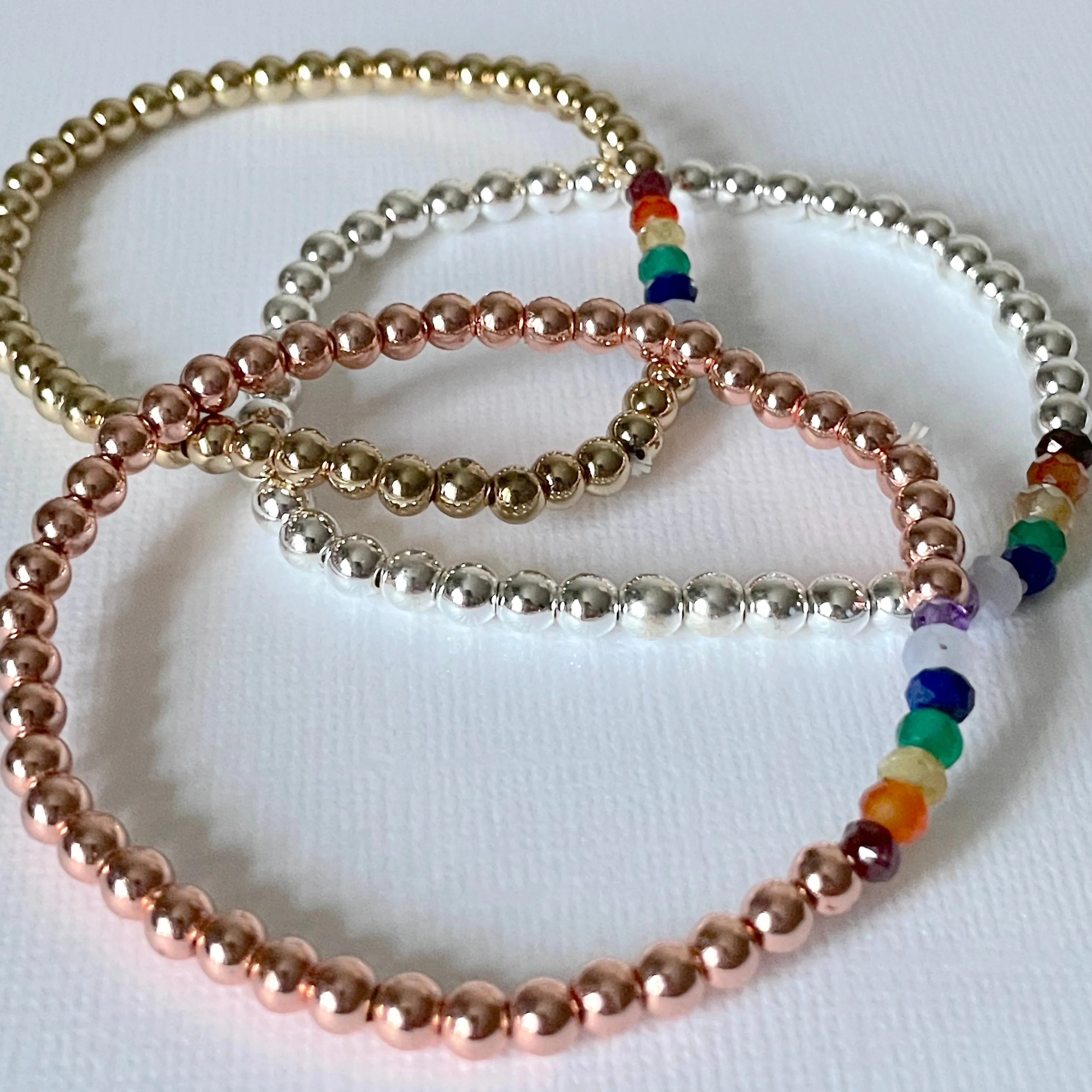 Chakra Hematine Beaded Bracelet - choice of three finishes