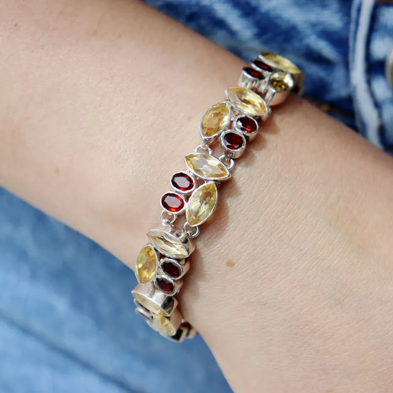 Citrine Garnet Gemstone Bracelet