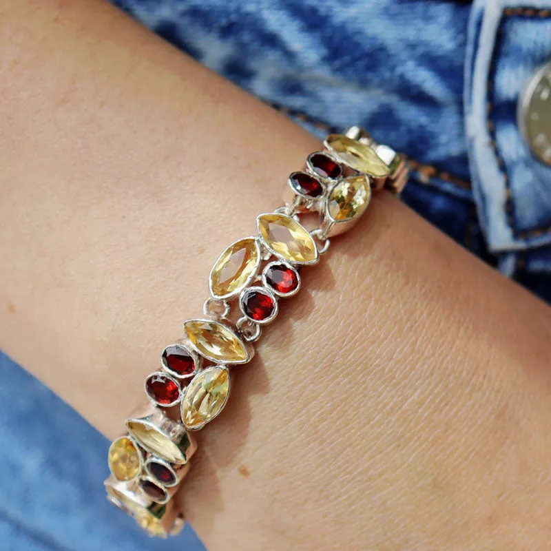 Citrine Garnet Gemstone Bracelet