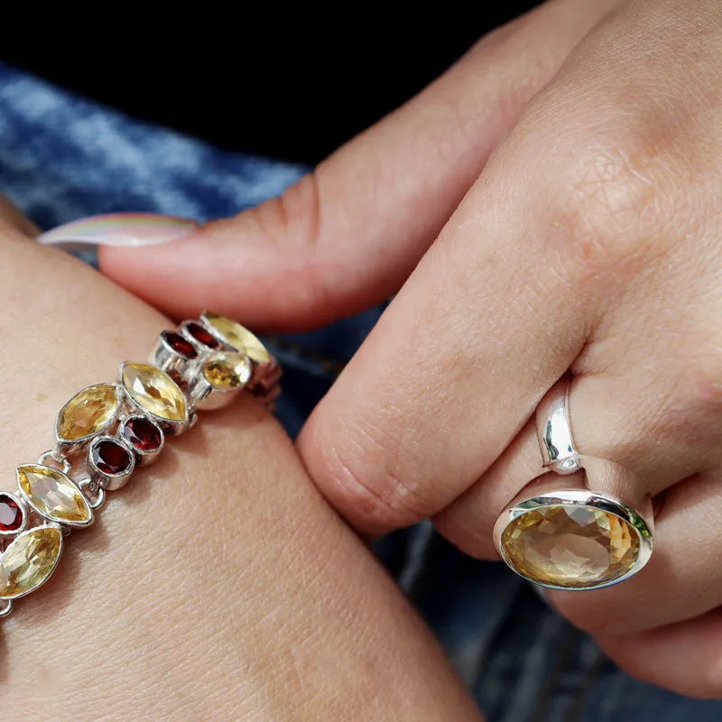 Citrine Garnet Gemstone Bracelet