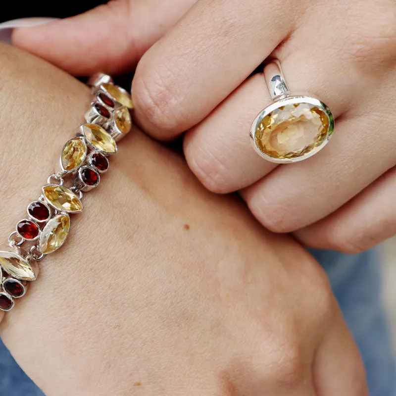 Citrine Garnet Gemstone Bracelet
