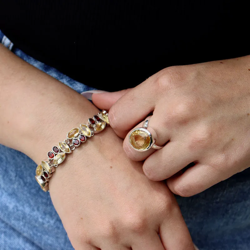 Citrine Garnet Gemstone Bracelet