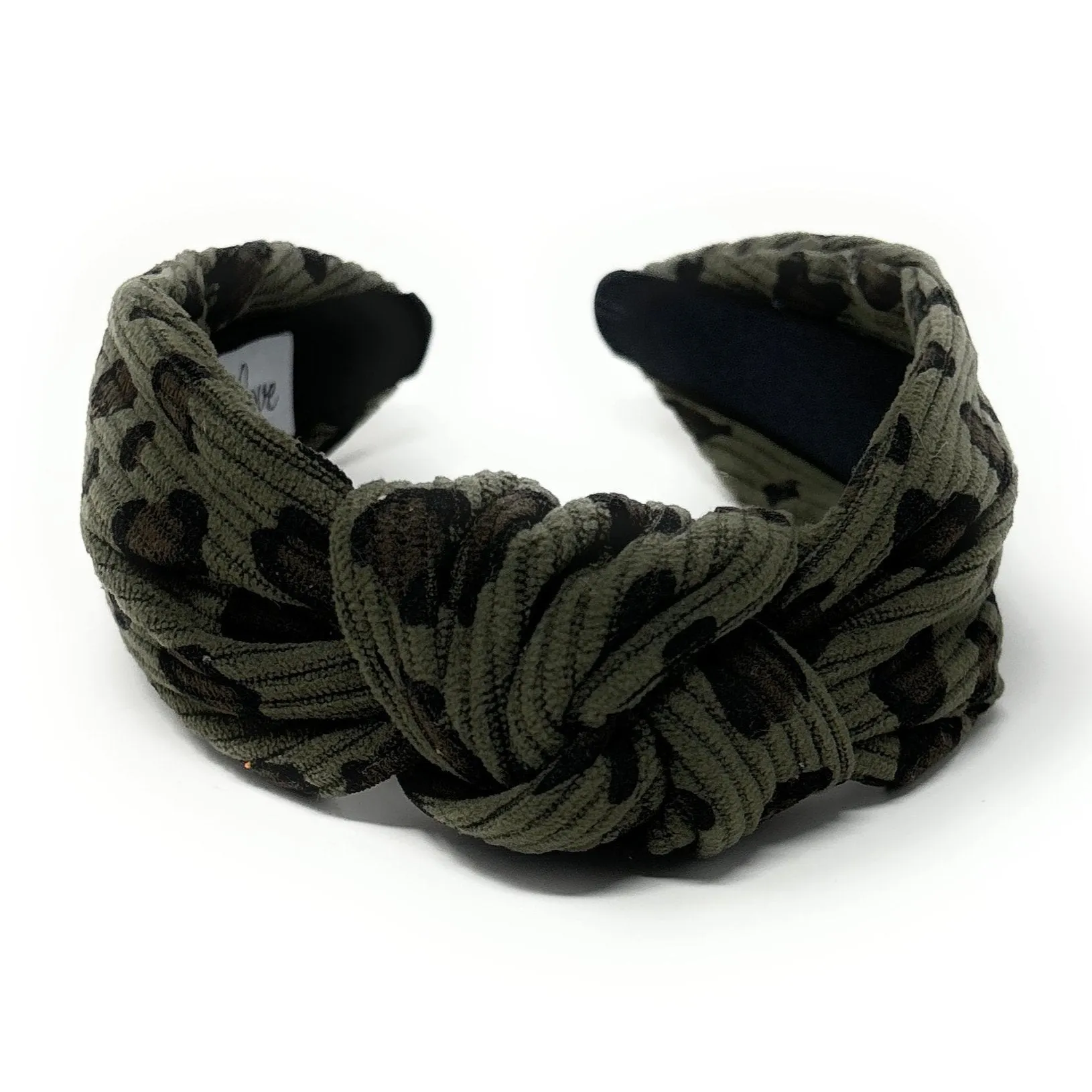 Dark Green Animal Print Knot Headband
