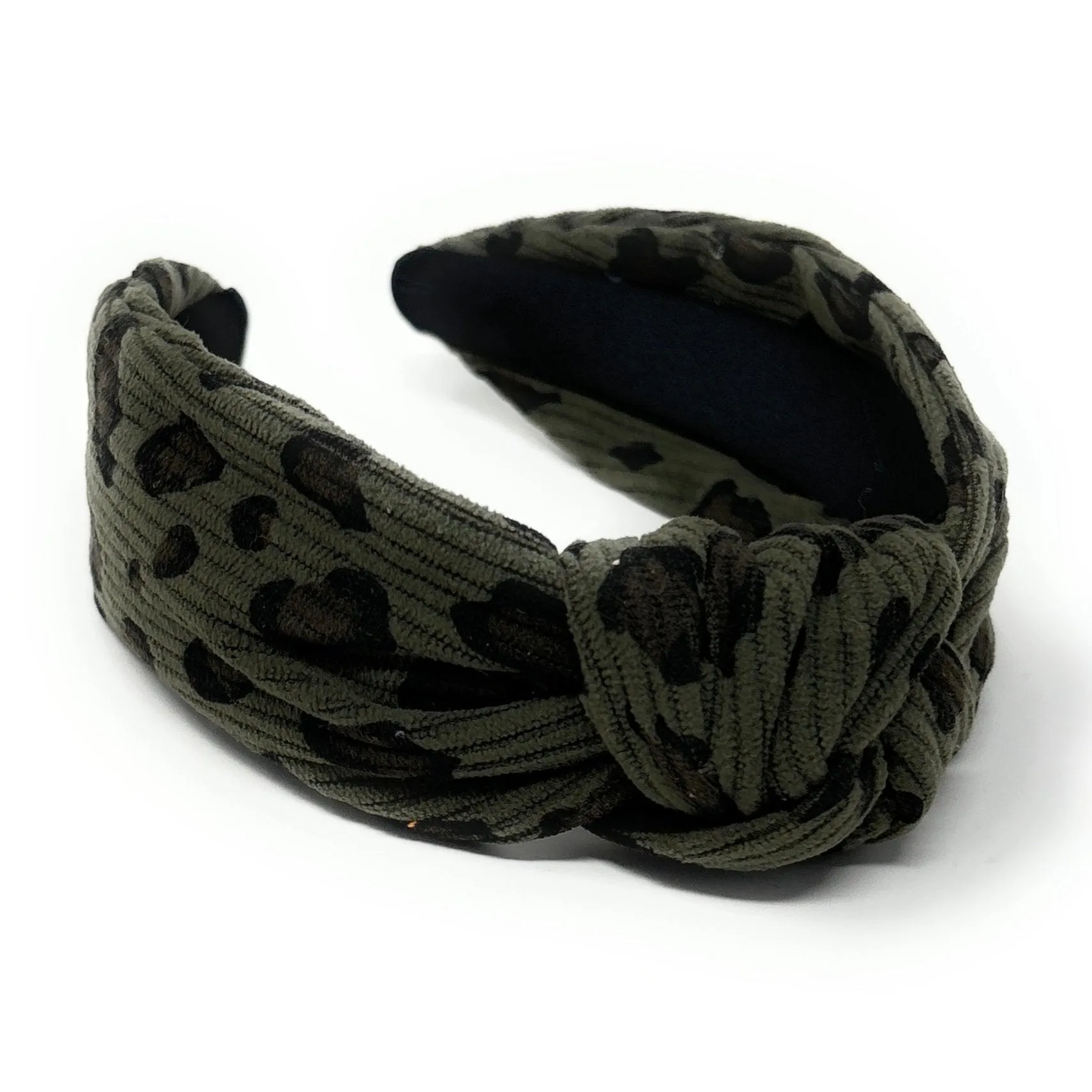 Dark Green Animal Print Knot Headband