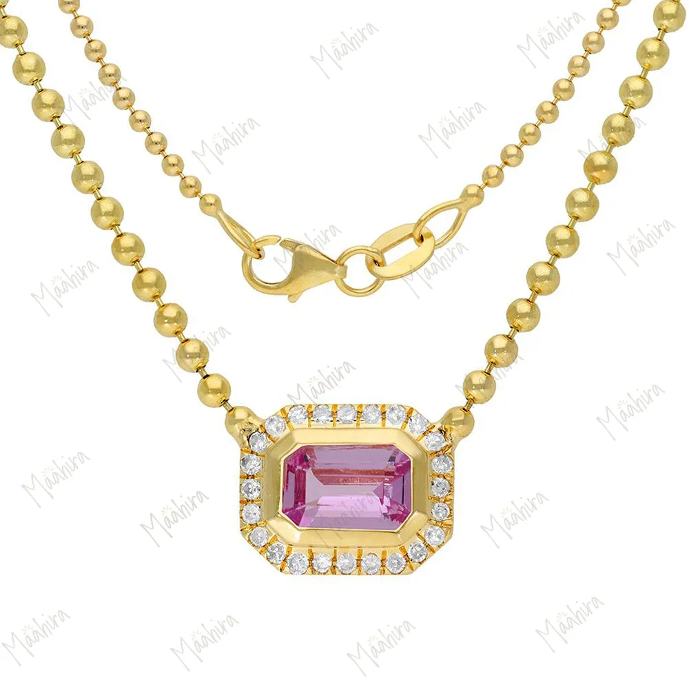 Diamond Pink Sapphire Necklace