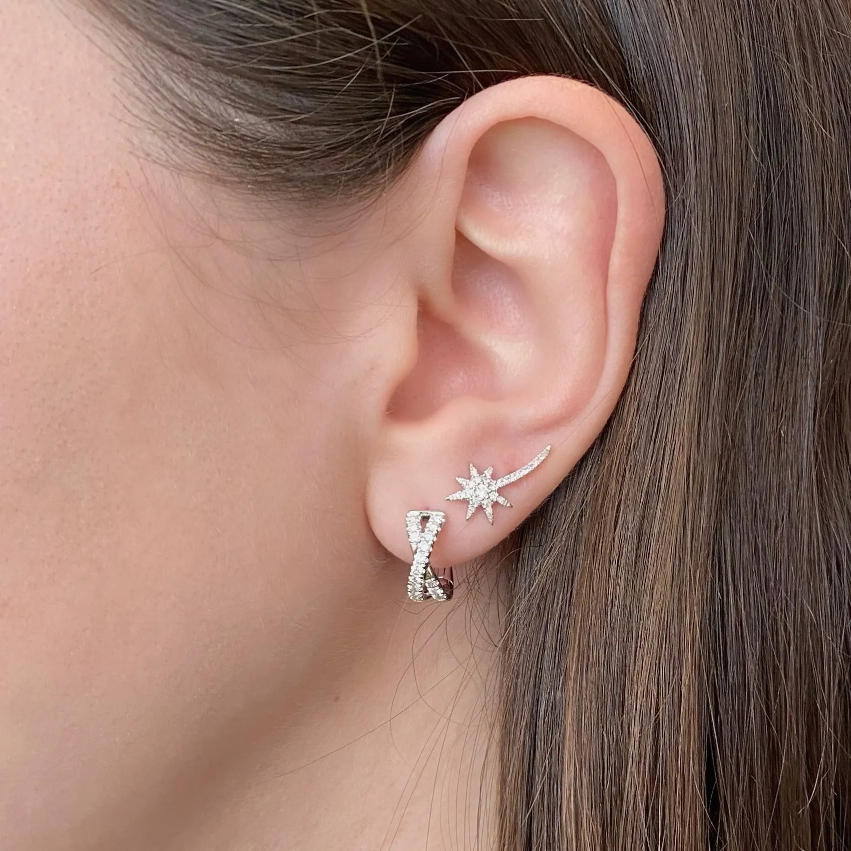 Diamond Shooting Star Crawler Earrings