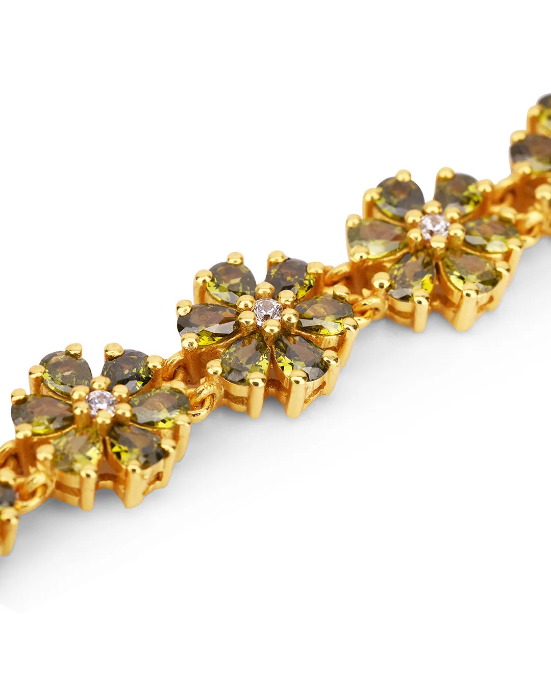 Floral Demantoid Garnet Zirconia Bracelet