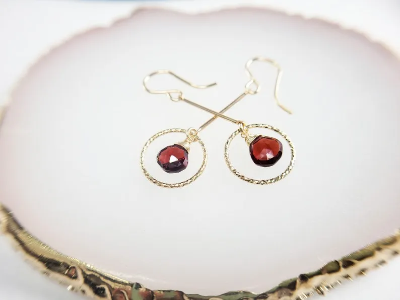Garnet Long Dangle Earrings