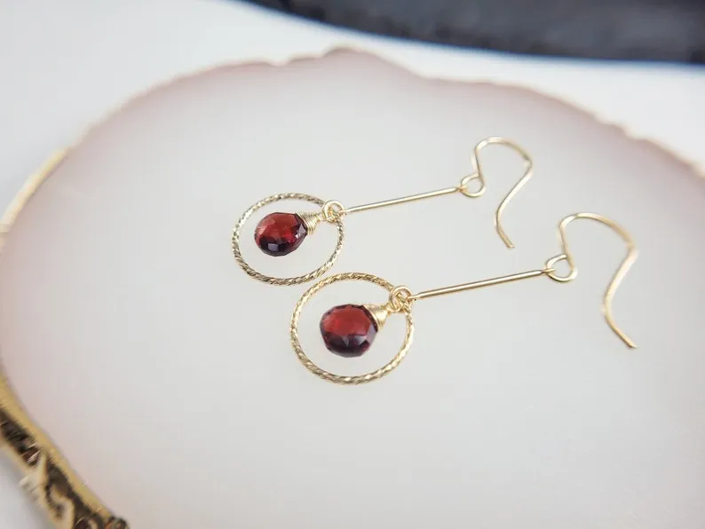 Garnet Long Dangle Earrings