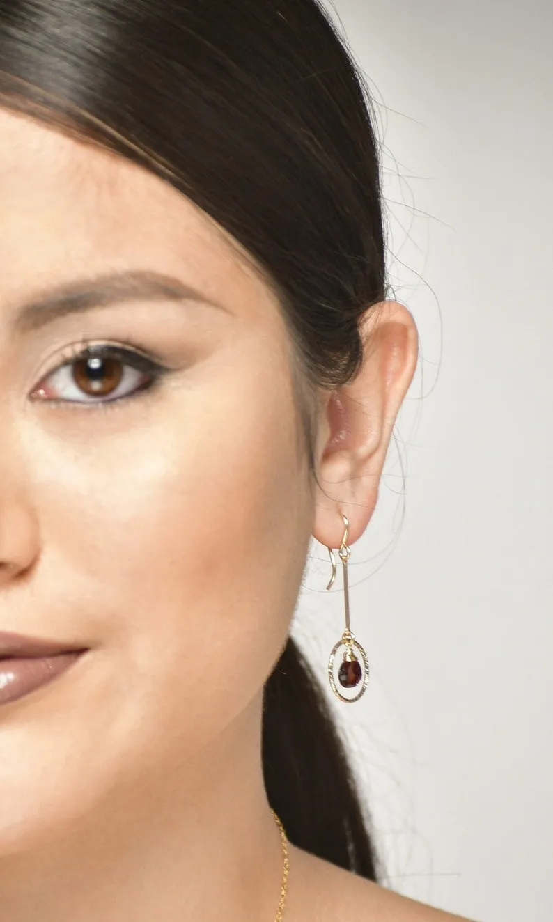 Garnet Long Dangle Earrings
