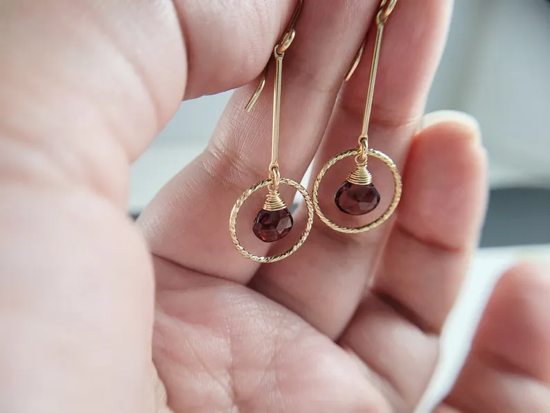Garnet Long Dangle Earrings