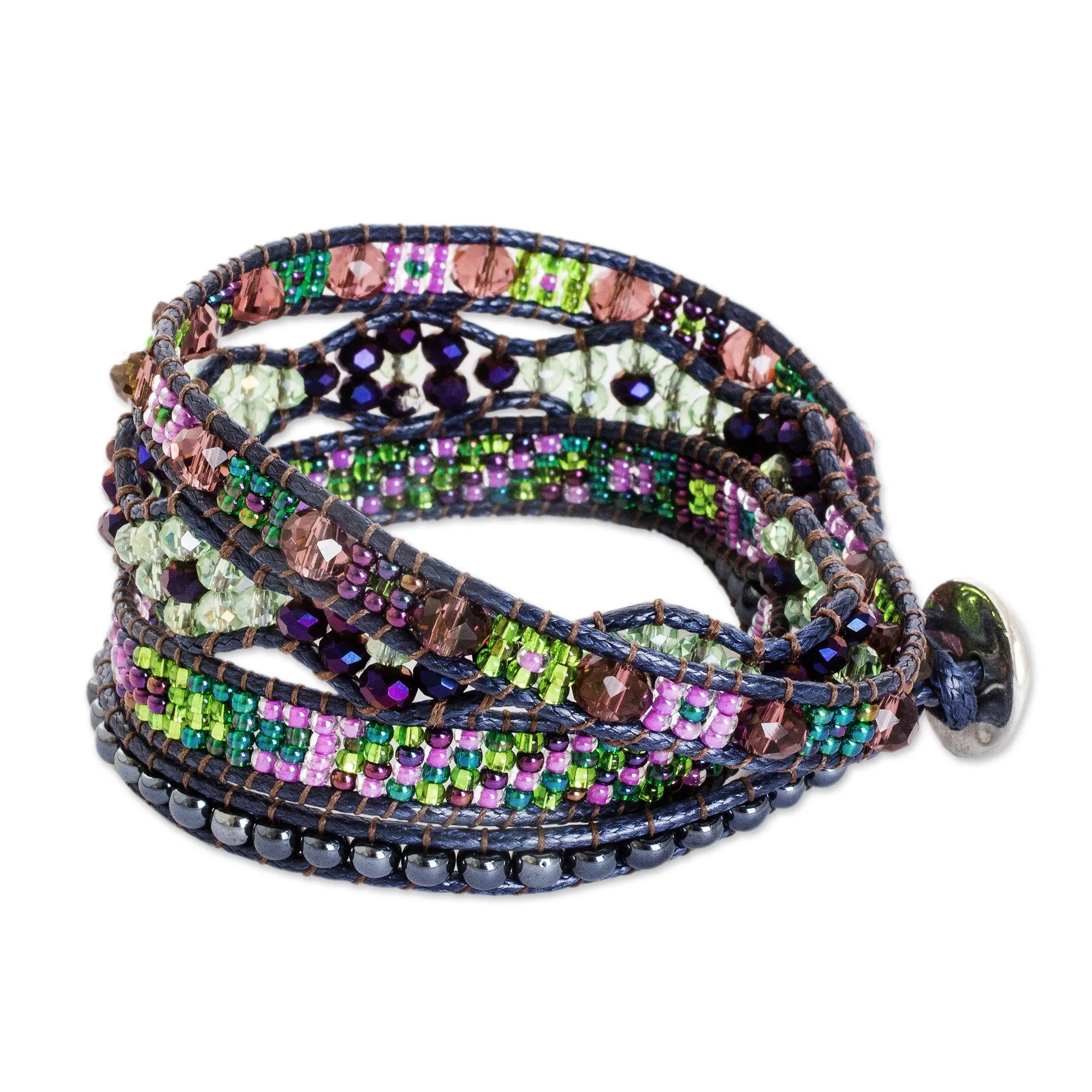 Handcrafted Beaded Positive Energy Long Wrap Bracelet - Wisdom of the Cosmos | NOVICA