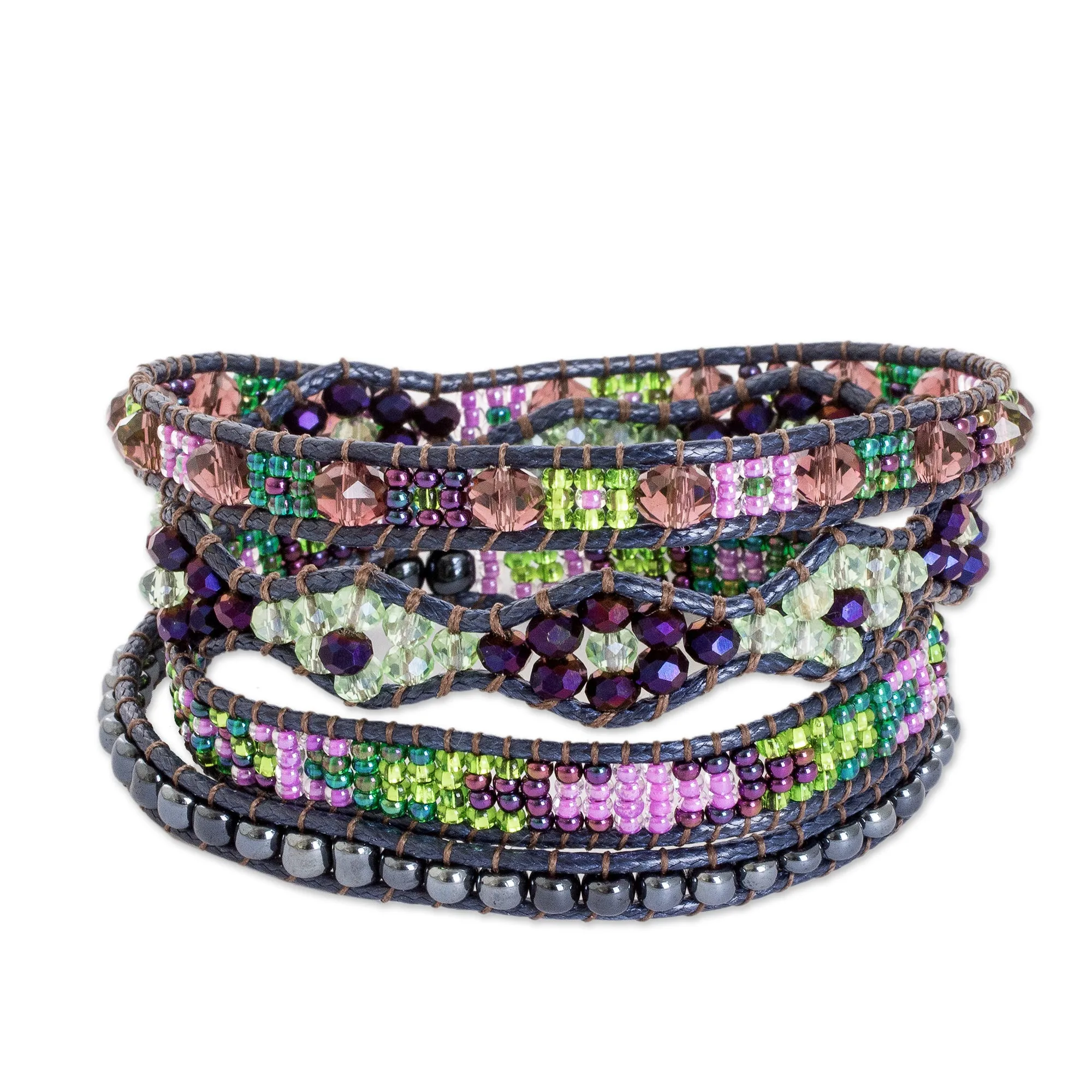 Handcrafted Beaded Positive Energy Long Wrap Bracelet - Wisdom of the Cosmos | NOVICA