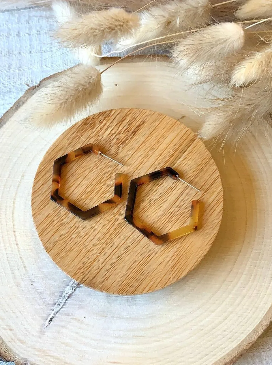 Hexagon Hoop: Amber Tortoiseshell