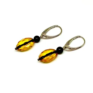 Honey Color Faceted Baltic Amber Earrings