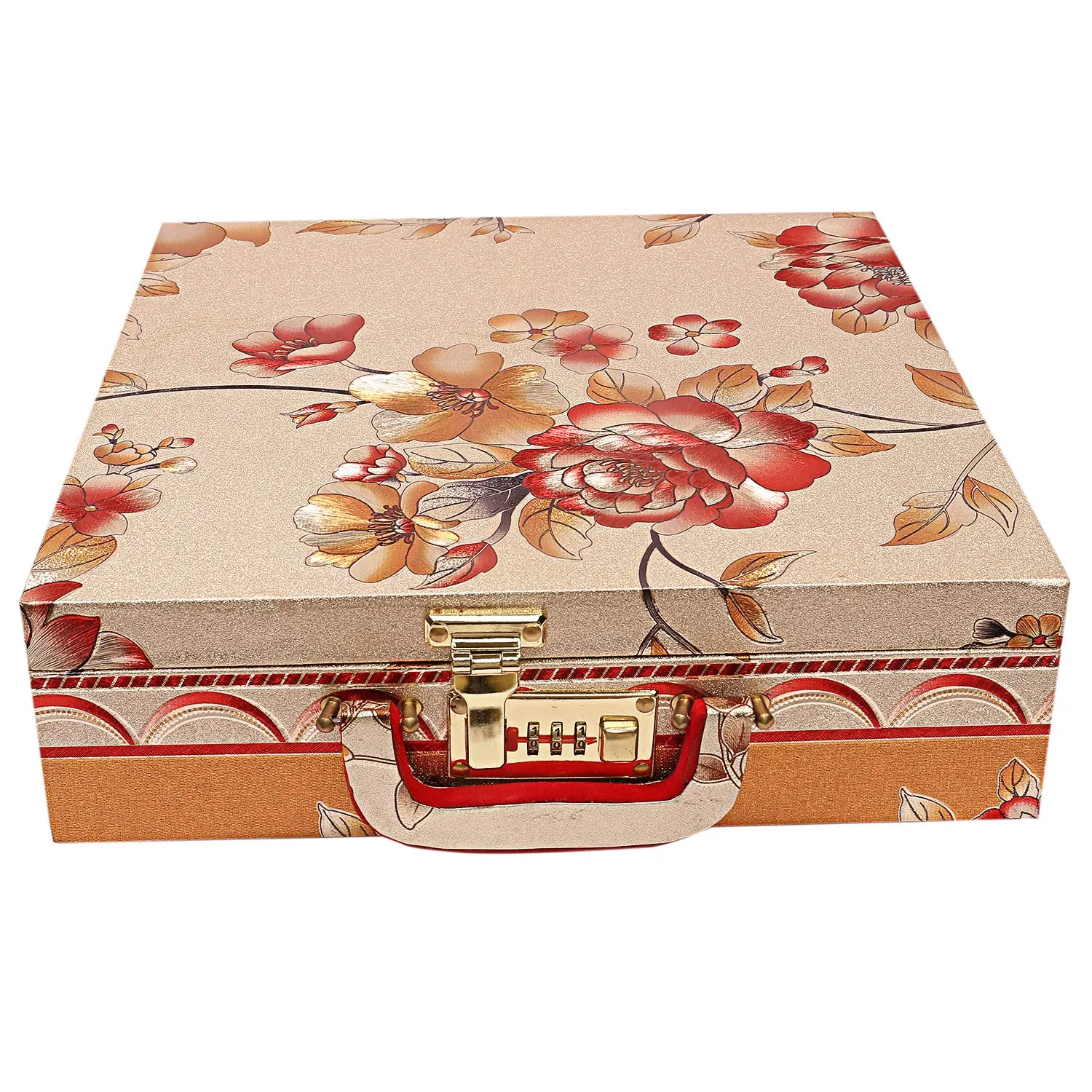 Kuber Industries Four Rod Bangle Box for Women|Storage Box with Lock System|Solid Bangle Organizer (Gold)