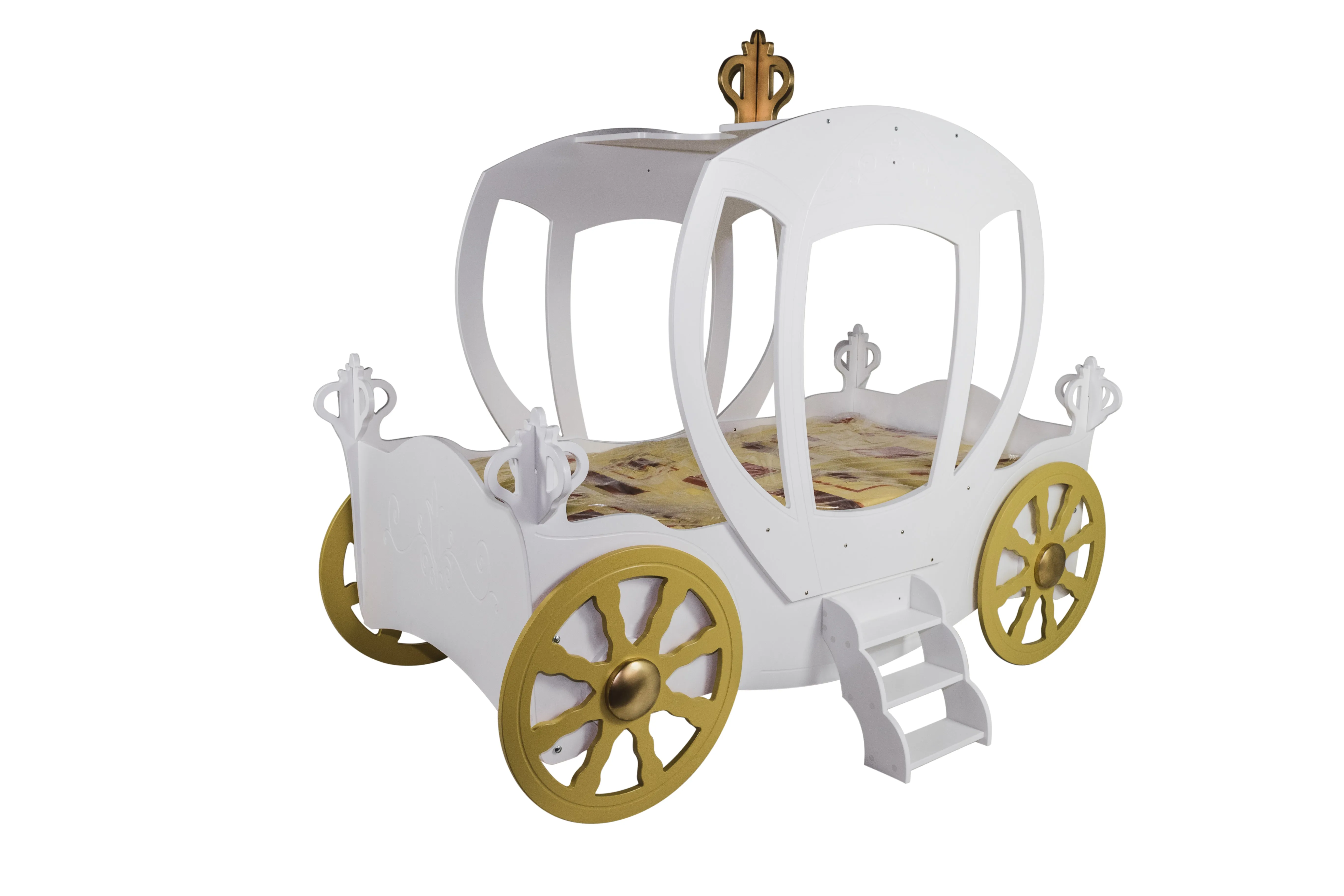 Maxima House European Furniture Toddler Bed – White Princess Carriage (CB2207W)