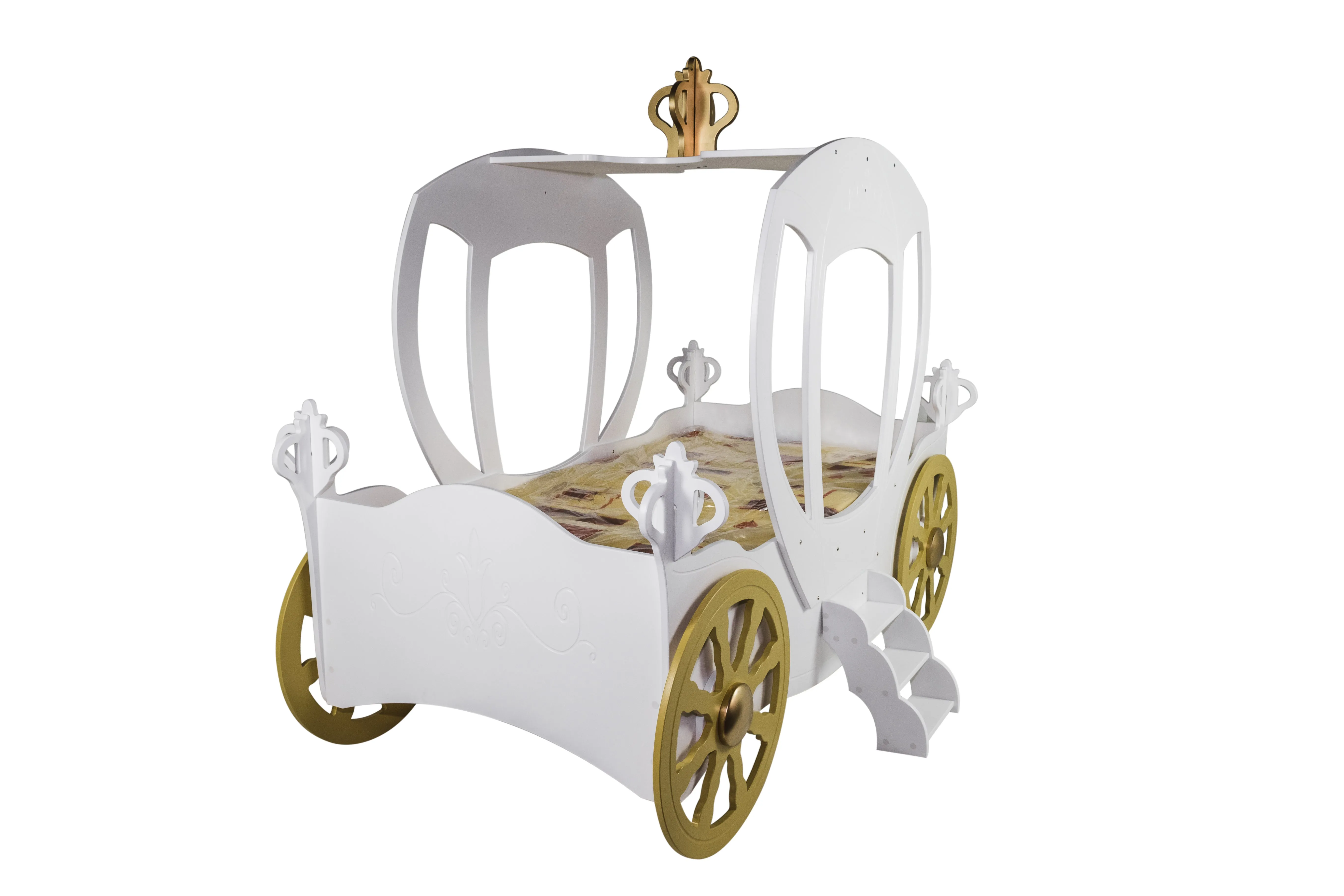 Maxima House European Furniture Toddler Bed – White Princess Carriage (CB2207W)