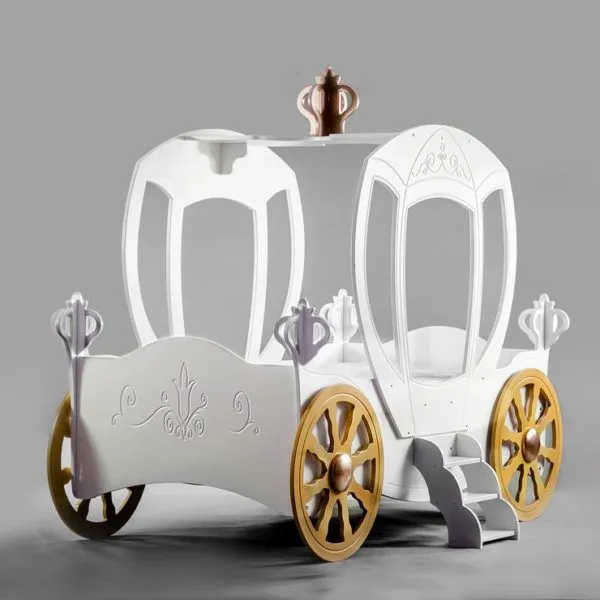 Maxima House European Furniture Toddler Bed – White Princess Carriage (CB2207W)