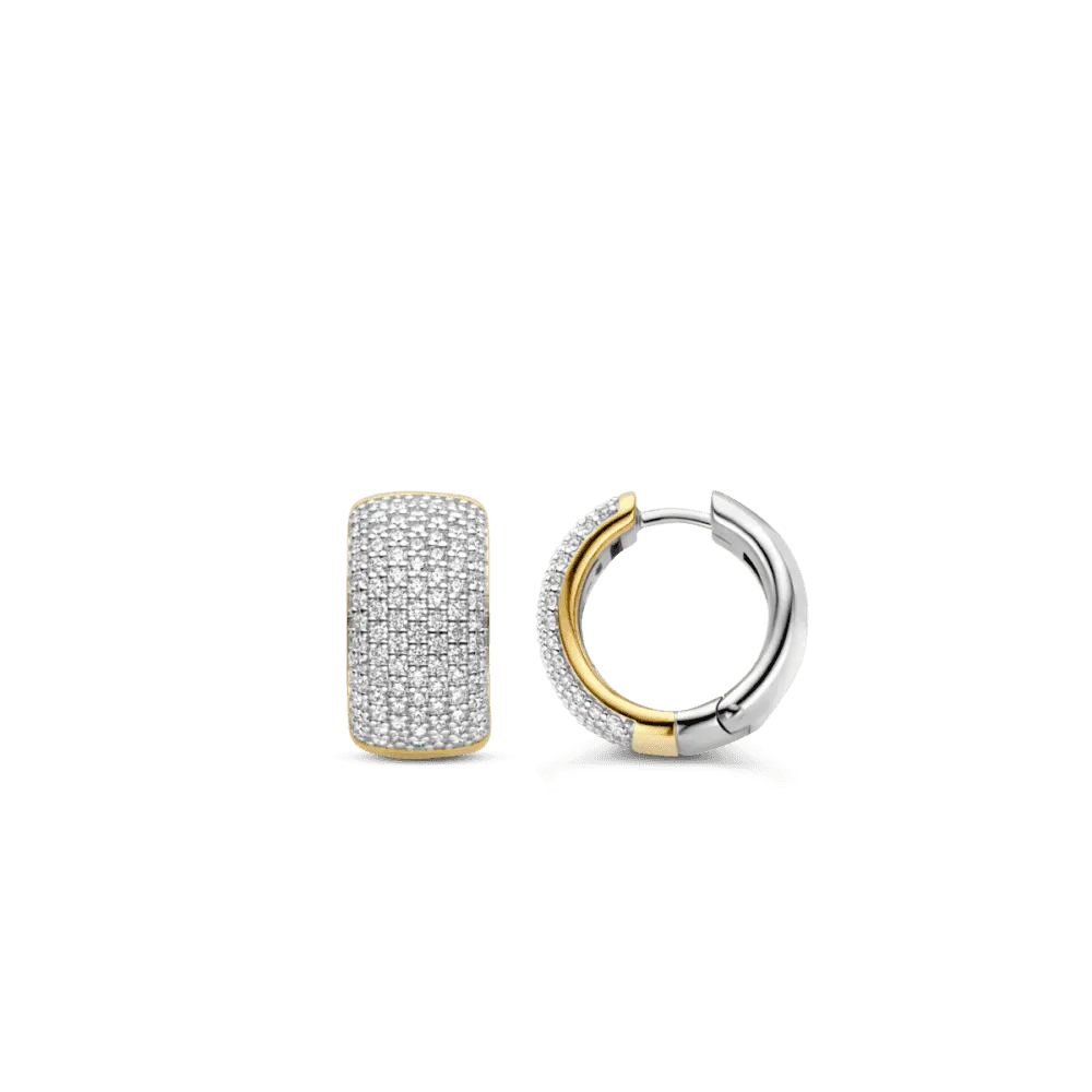 Milano CZ Pave Hoop Earrings - Silver - 7853ZY