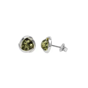 MILENA earrings Silver and Amber Elegant Round Green