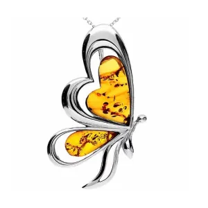 MILENA necklace Silver and Amber Butterfly of Love