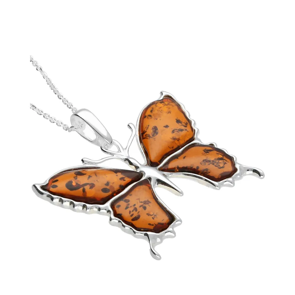 MILENA necklace Silver and Amber Butterfly