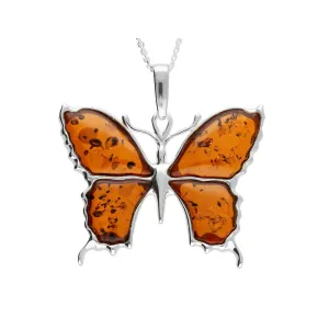 MILENA necklace Silver and Amber Butterfly