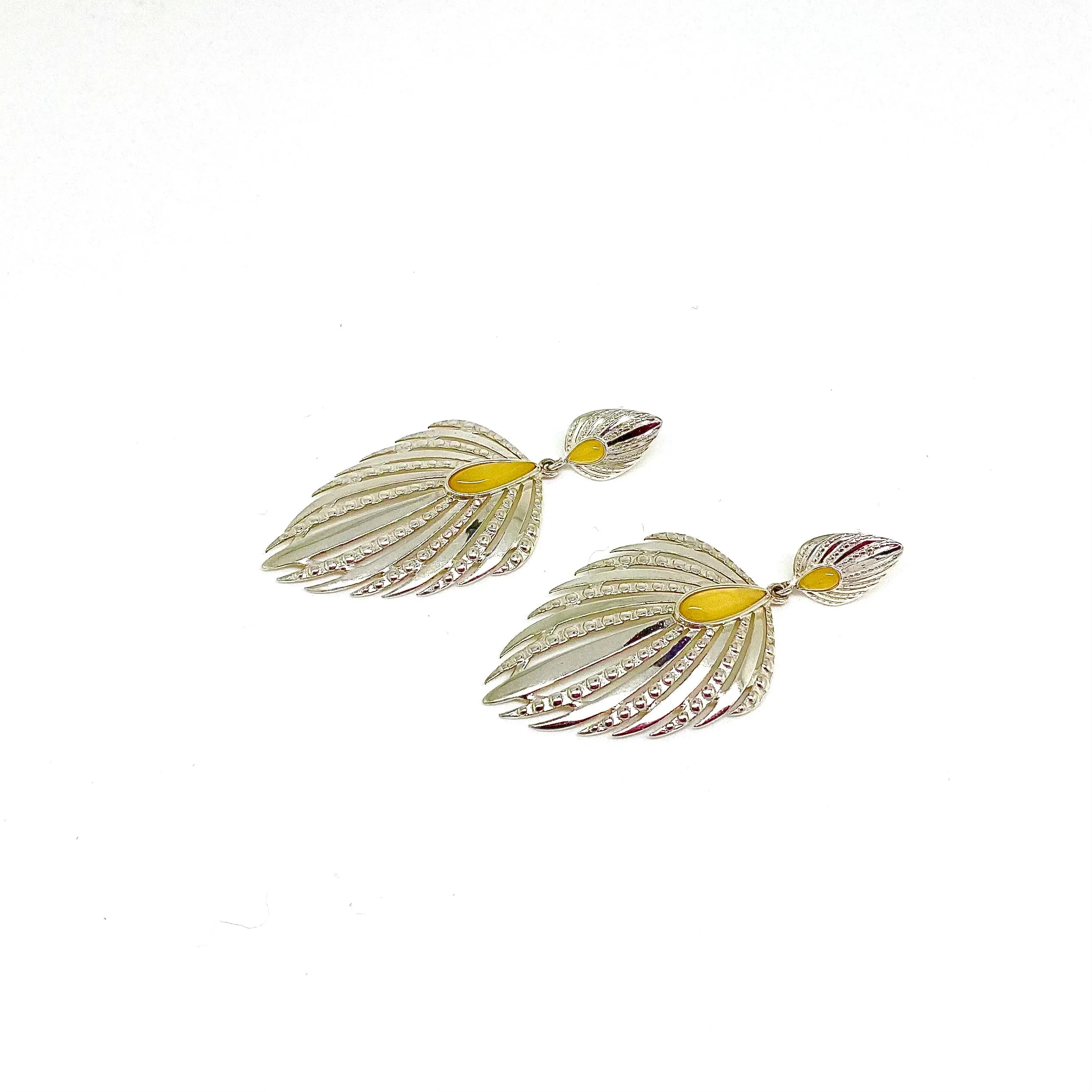 Milky Color Baltic Amber Sterling Silver Earrings
