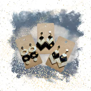 Milky Way Triple Dangles - Wood and “Luxe Amber” Speciality Acrylic Earrings